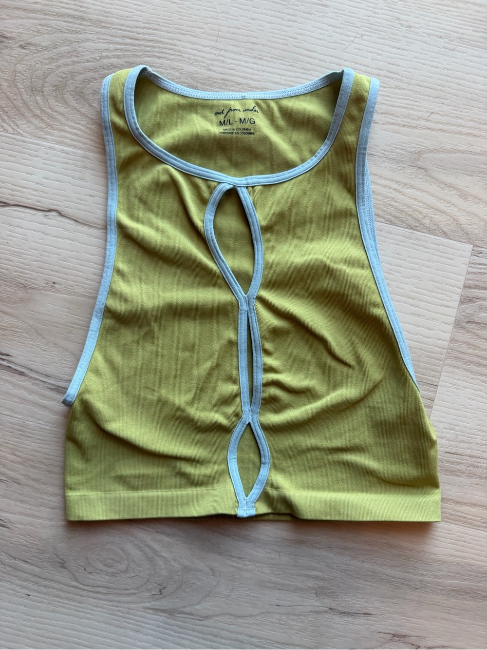 Urban Outfitters Olive Green Crop Tank with Light Gray Trim